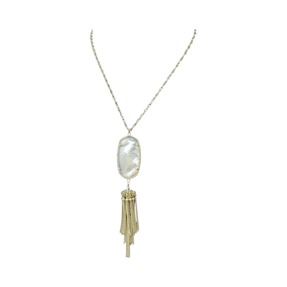 Kendra Scott Rayne Gold Long Pendant Necklace in Ivory Mother-of-Pearl